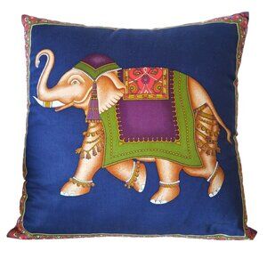 Jim Thompson Thai Elephant Throw Pillow Cover 15"x15" 100% Cotton Cushion Case